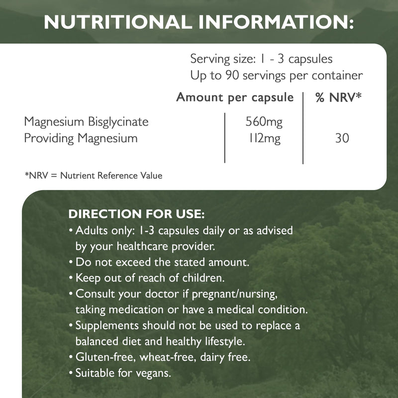 Barefoot Nutrition Magnesium Glycinate Supplement 560mg - 90 x 1-to-3 a Day Capsules. Pullulan Capsule - Superior Absorption: no Synthetic Binders or additives. Vegan & Paleo Friendly 90 count (Pack of 1)