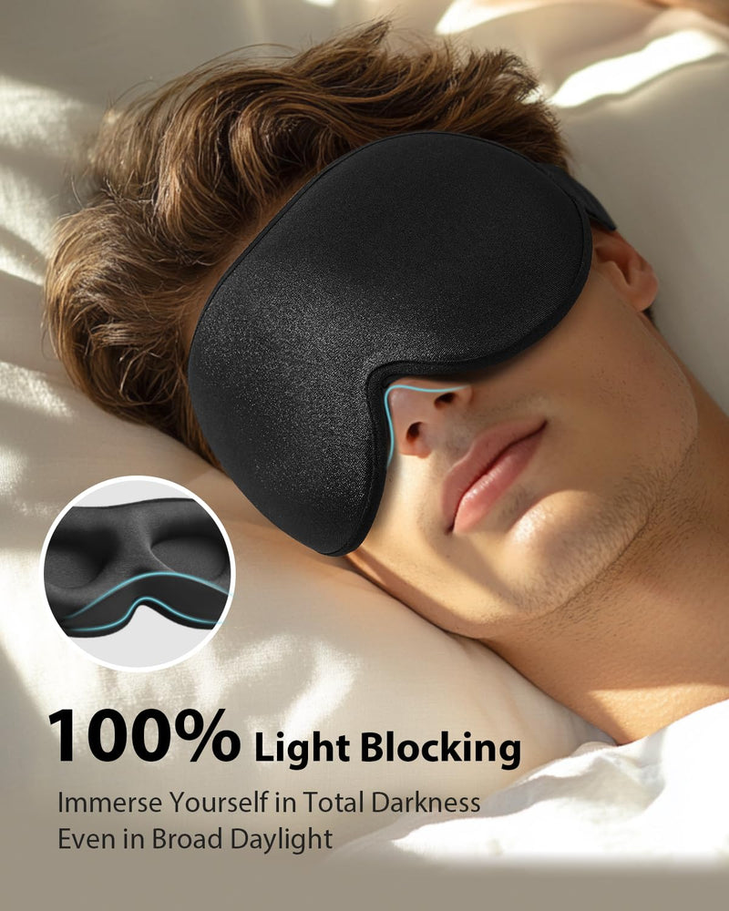 [Australia] - MABAO Weighted Eye Mask for Sleeping, Blackout 3D Contoured Sleep Mask with Adjustable Strap for Women Men, Memory Foam, Gentle Pressure Relief Comfort Eye Cover Blindfold for Insomnia & Travel -Black Black 