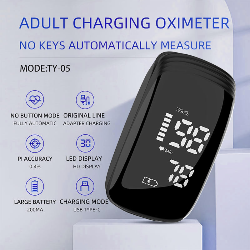 [Australia] - Pulse Oximeter, Blood Oxygen Meter, Fingertip Pulse Oximeter, Rechargeable Pulse Oximeter, Accurate Rapid Blood Oximeter SpO2 Reading Outdoor Sports Wide Use （black） 