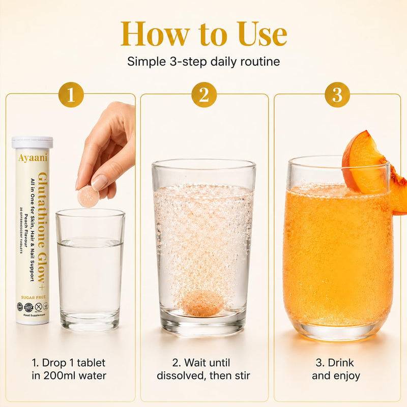 Glow+ Peach 7-in-1 Glutathione Beauty Drink | Glutathione 500mg + Vitamin C 500mg | Hyaluronic Acid, Biotin, Zinc & ALA | Skin Glow, Even Tone & Radiance | Zero Sugar, No Fillers | 20 Count