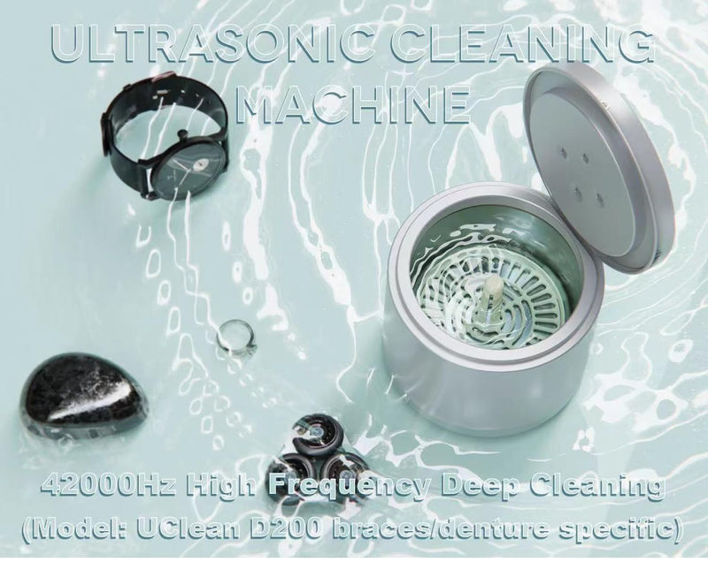 [Australia] - Ultrasonic Retainer Cleaner for Dentures,Aligner,Mouth Guards,Braces,Jewelry with UV-C Cleaner,42kHz Ultrasonic,2 Modes Ultrasonic Cleaner Machine（White） 