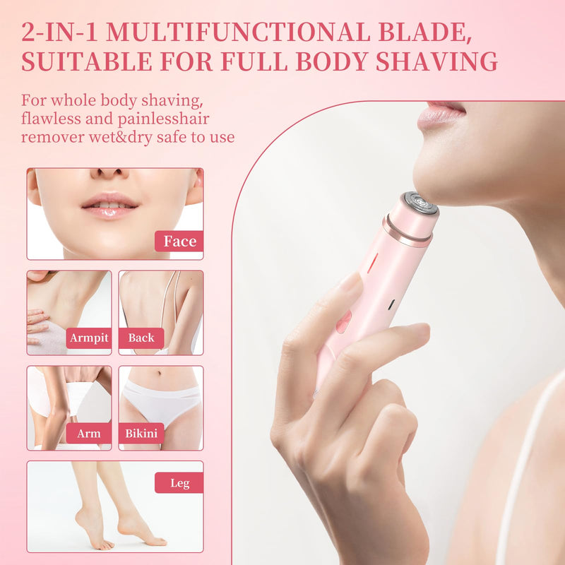 [Australia] - QNHMPW Bikini Trimmer for Women,Electric Razors for Women,2-in-1 Dual Head Shaver- Wet/Dry Shaver Groomer, Waterproof Hygiene Razor Used for Face, Underarm, Leg, Bikini Area(Pink) Pink 