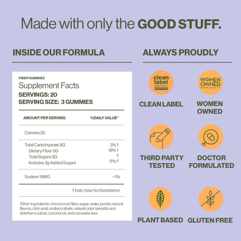 [Australia] - Hilma Prebiotic Fiber Gummies, Daily Fiber Supplement, Gummies for Adults, Supports Gut Health for Women and Promotes Regularity, Citrus Natural Flavor, FSA Eligible, 60 Count Gummies - 60 ct 