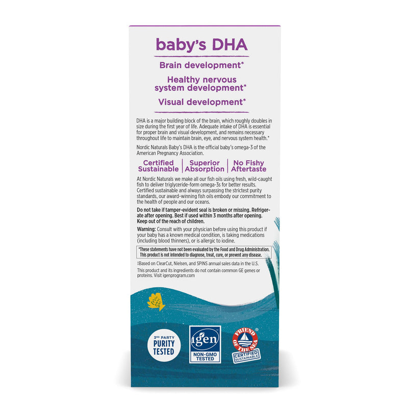 [Australia] - Nordic Naturals Baby’s DHA, Unflavored - 2 oz - 1050 mg Omega-3 + 300 IU Vitamin D3 - Supports Brain, Vision & Nervous System Development in Babies - Non-GMO - Servings May Vary 2 Fl Oz (Pack of 1) 