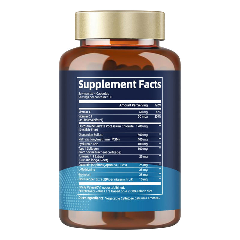[Australia] - 12 in 1 Liposomal Glucosamine Chondroitin MSM Collagen 3000MG, FSA-HSA Items Only List for Men & Woman Supplement, Flexibility & Cartilage Maintenance, Non-GMO, CGMP, Gluten-Free 120 Count (Pack of 1) 