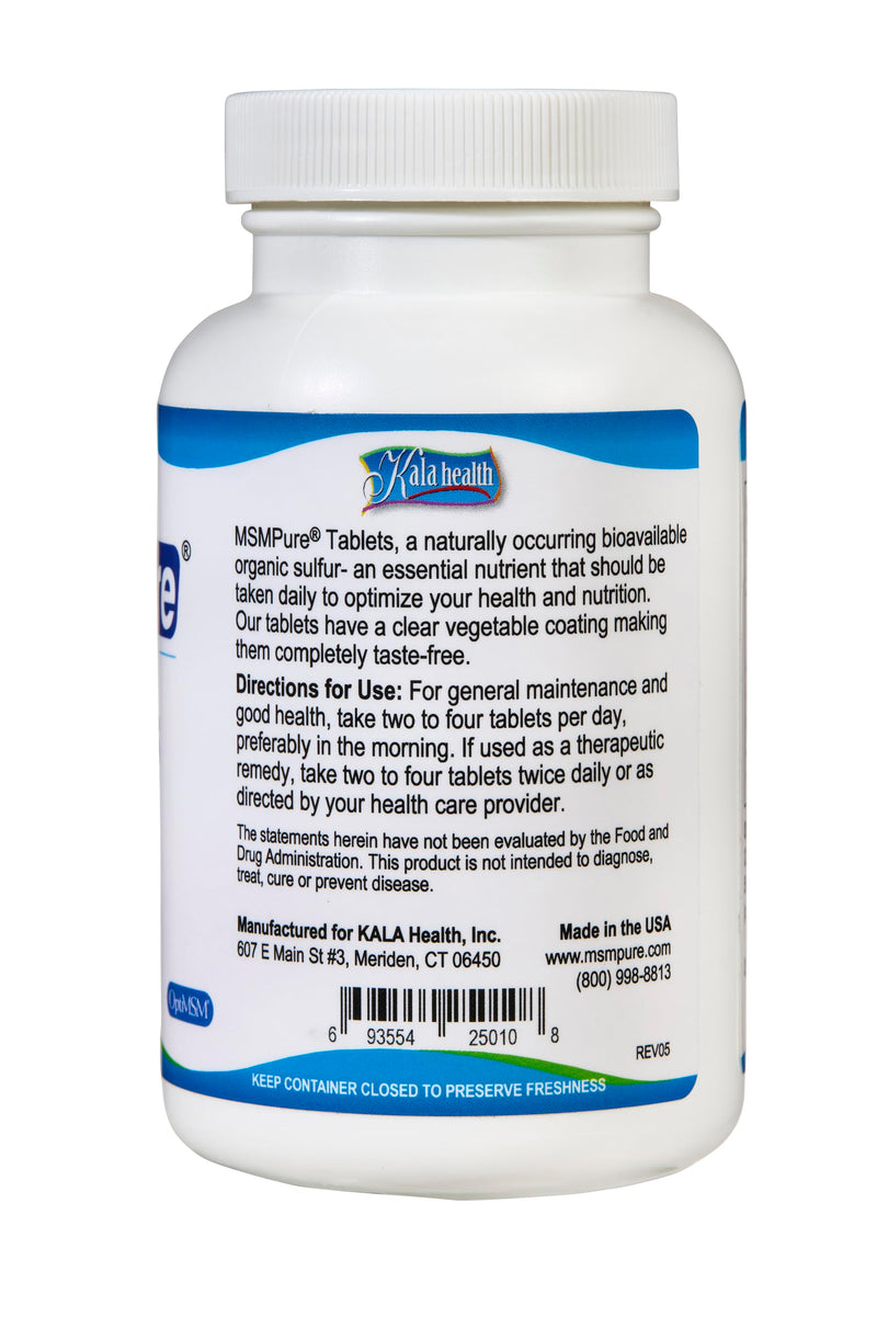 [Australia] - KALA HEALTH MSMPure MSM Tablets ‚Äì 1,000 mg US-Made MSM per Tablet for Joint Health, Skin Appearance, Hair & Nail Support ‚Äì Coated for Easy Swallowing, Tasteless ‚Äì 120 Count 120 Count (Pack of 1) 