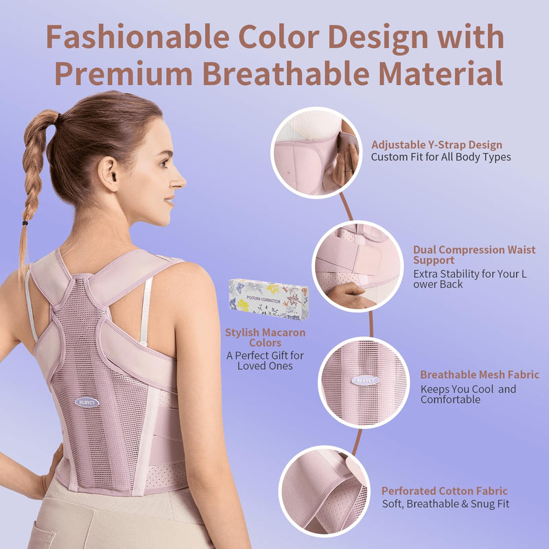 [Australia] - Posture Corrector for Women ‚Äì 2-in-1 Back Brace with Shoulder Support, Adjustable Full Back Straightener for Upper & Lower Back Pain Relief, Hunchback, Scoliosis & Spine Alignment (M) Medium 