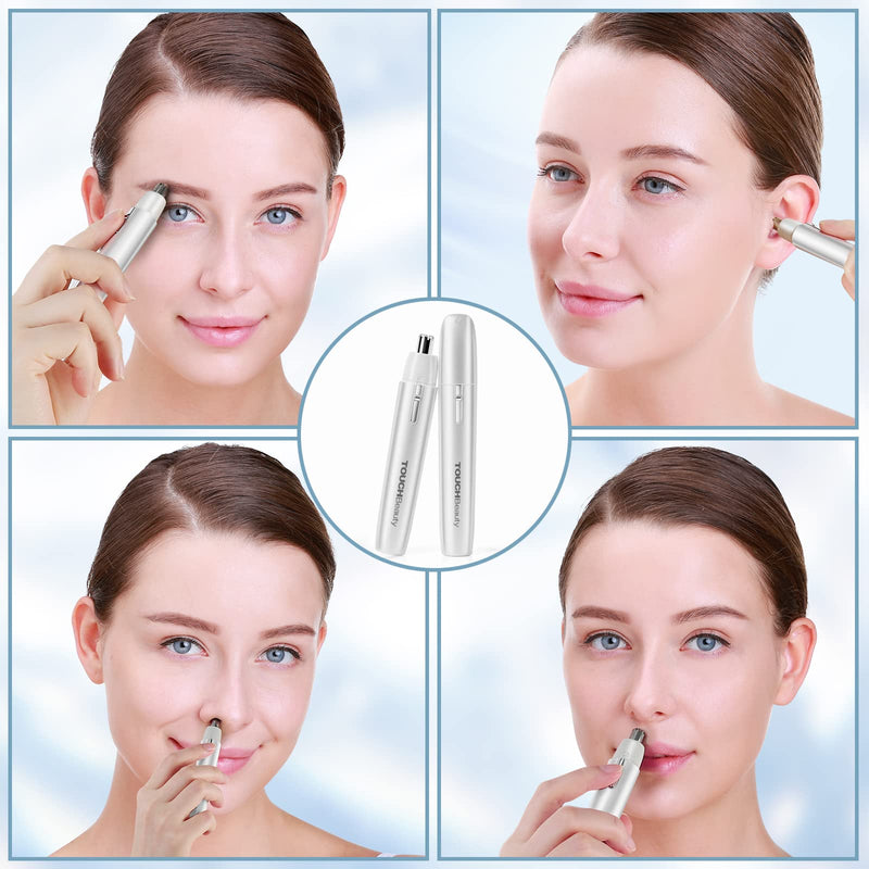 [Australia] - TOUCHBeauty Portable Ear Nose Hair Trimmer for Women, Nose Hair Trimmer Women, Nose Hair Trimmer, Ear and Nose Hair Trimmer for Men and Women, Battery Operated, Easy Cleaning Silver1 