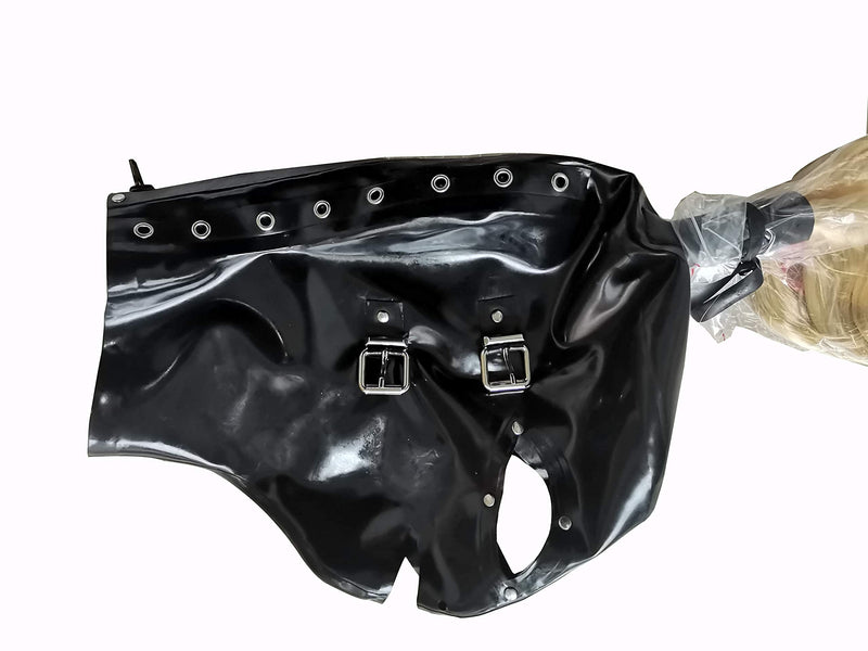 MFMYEE BDSM Latex Mask Rubber Fetish Complete Erotic Restrictions Bondage Mask,halloween mask,wig headgear