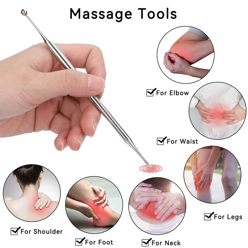 [Australia] - Agatige Dual Head Facial Reflexology Tools, Stainless Steel Face Acupressure Pen Portable Ear Acupuncture Body Point Probe Massage Tool for Deep Tissue(15cm) 15cm 