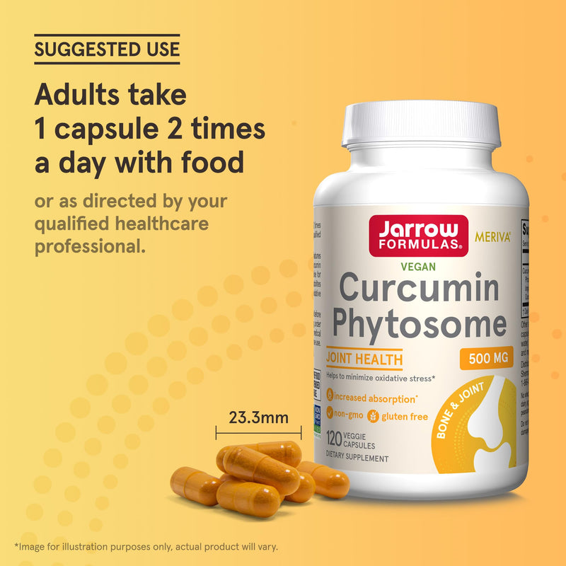 [Australia] - Jarrow Formulas Curcumin Phytosome 500 mg - 120 Veggie Capsules - Formulated with Meriva - Antioxidant Support Supplement - Joint Health & Support - 60 Servings Unflavored 120 Count (Pack of 1) 