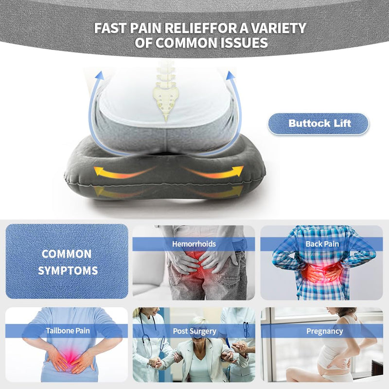 [Australia] - Multifunctional Seat Cushion,Inflatable Donut Pillow - Hemorrhoid Cushion for Tailbone,Post-Surgical Pain,Postpartum Pregnancy,Sciatica, Bed Sores -Orthopedic Seat Cushion for Home, Office, Car 