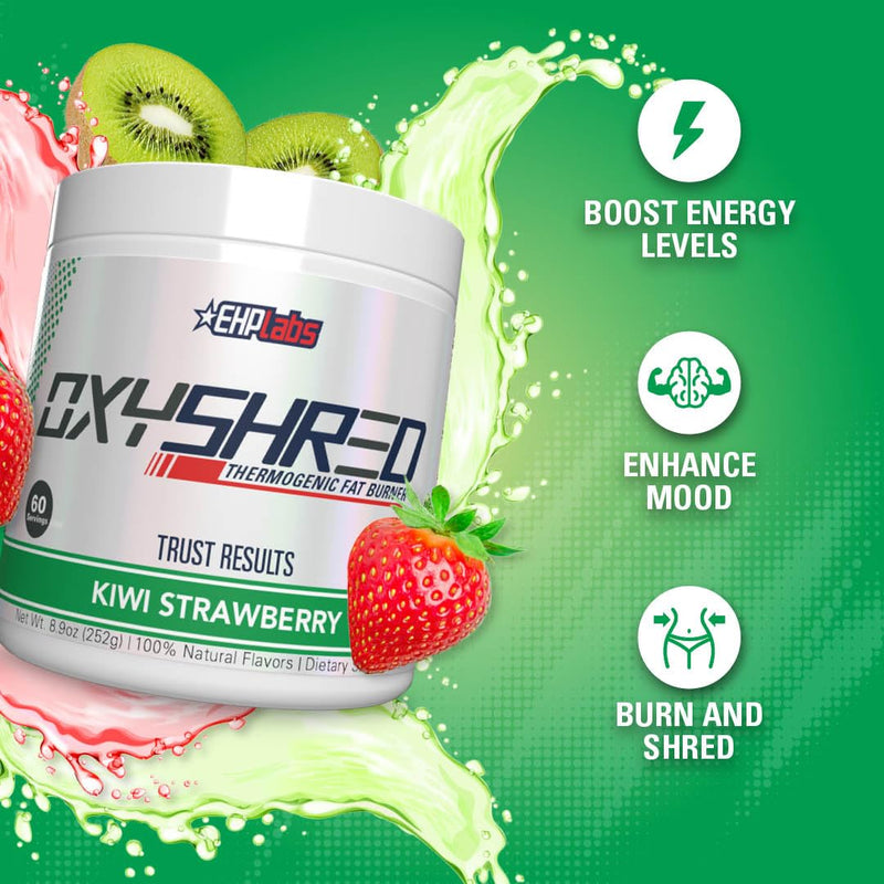 [Australia] - EHP Labs OxyShred Pre Workout Powder - Preworkout Powder with L Glutamine & Acetyl L Carnitine, Energy Boost Drink - Kiwi Strawberry, 60 Servings 