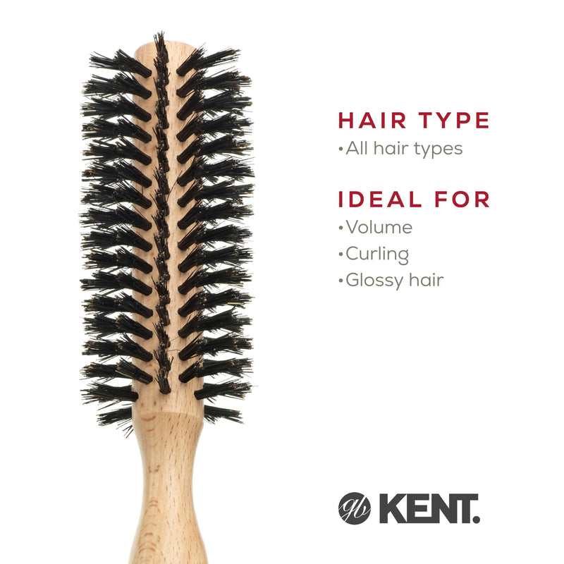 Kent PF04 Small Round Curling Brush with Hard Natural Boar Bristle Hair Drying Round Brush, and Blowout - For Shoulder Length or Shorter Hair. 45mm