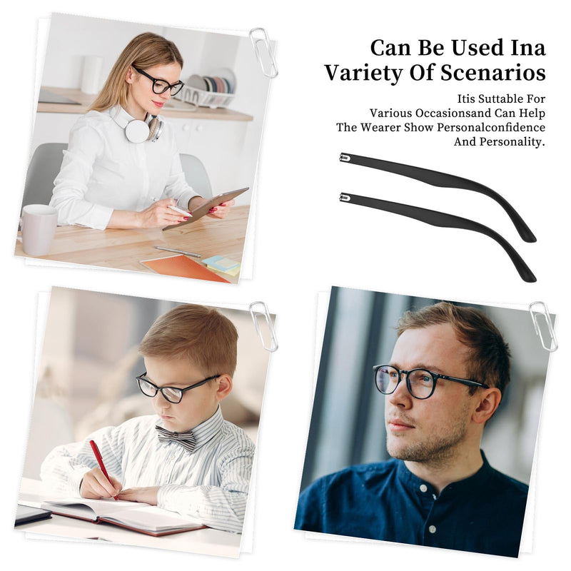 [Australia] - 1 Pair Glasses Arm Replacement, Glasses Legs Replacement Eyeglass Arm Replacement Eyeglasses Arms Legs Replacement Accessories With Screws, Washers, Screwdrivers, Nose Pads (Black) 