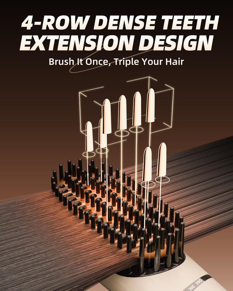 Hair Straightener Brush, Portable Ionic Hair Straighteners for Women 20s Fast Heated Negative, Dense Teeth Straightening Comb with 3 Temp Modes & 30 min Auto-Off, Dual Voltage