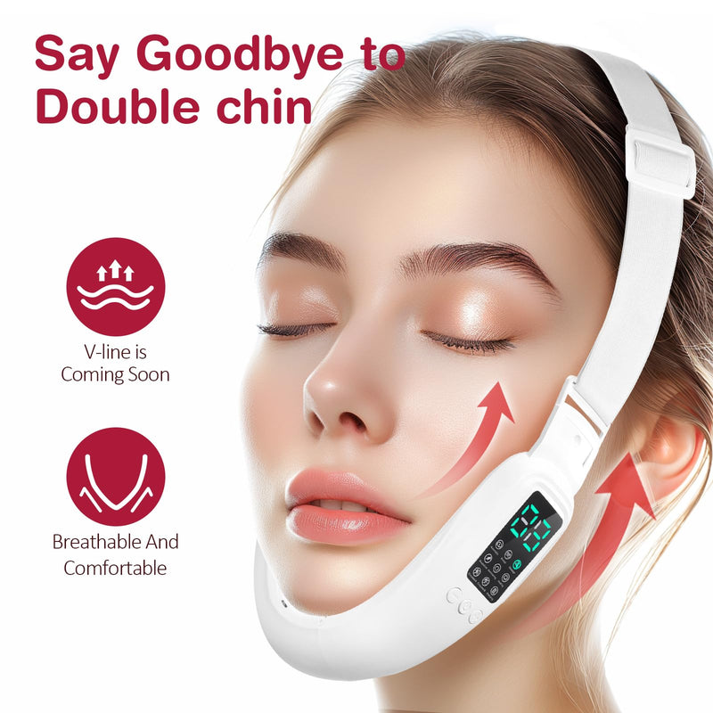 V-Face Shaper - Electric Double Chin Reduces & Face Slimming Device with 8 Massage Modes, 15 Intensity Levels for Women - Lift & Define Jawline