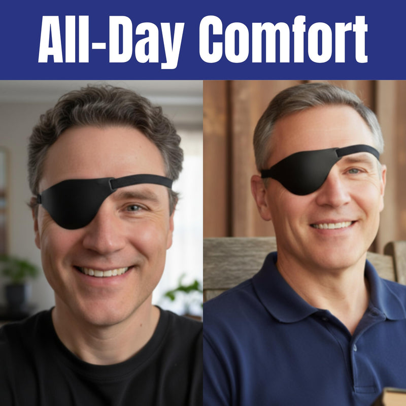 [Australia] - Black Leather Eye Patch for Adults - Adjustable Medical Eye Patches for Left and Right Eyes 