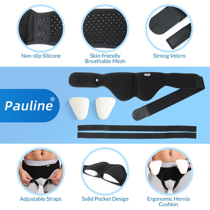 [Australia] - Inguinal Hernia Belt for Single/Double Hernia Support, Groin Hernia Truss for Men & Women Pain Relief with 2 Removable Compression Pads - Soft, Skin-friendly Fabric (Size L) 