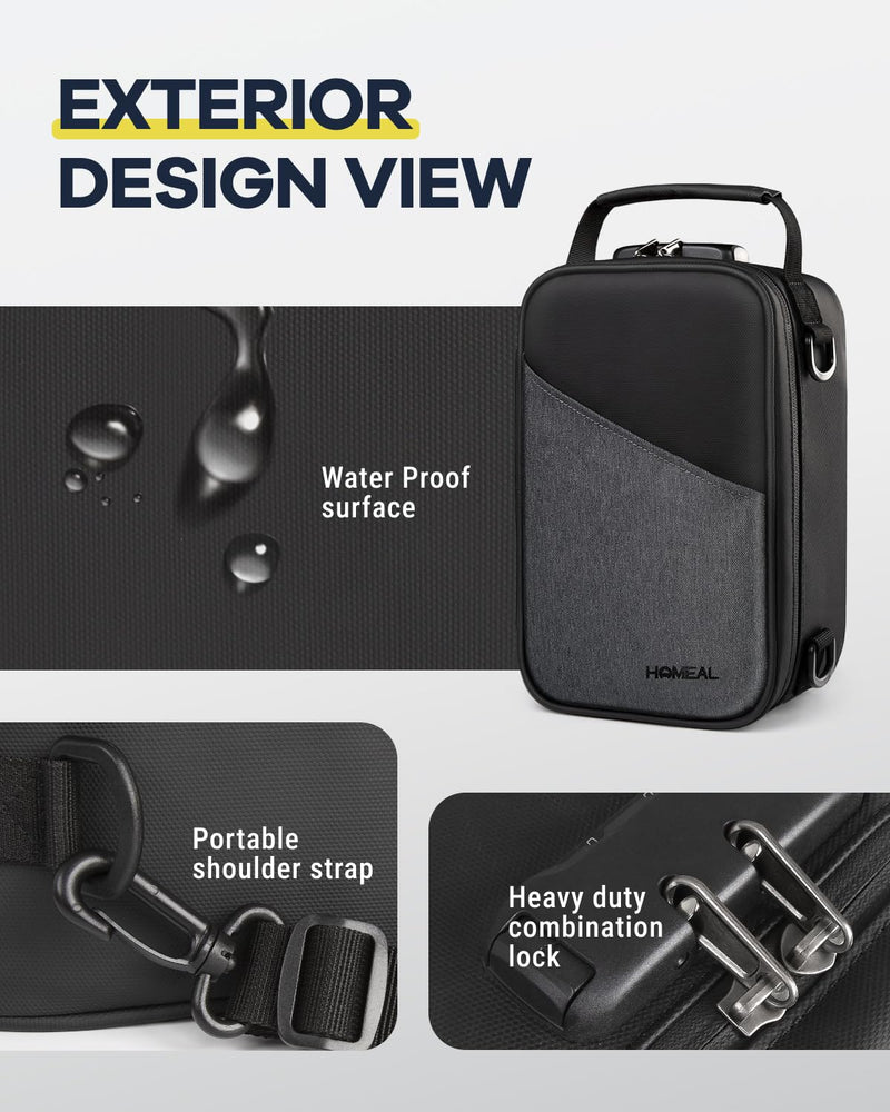 [Australia] - HOMEAL Smell Proof Bag,Smell Proof Stash Box，Smell Proof Containers with Combination Lock,Smell Proof Box,Smell Proof Stash Bag for Storage and Travel Gift for Men/Women Black Large 