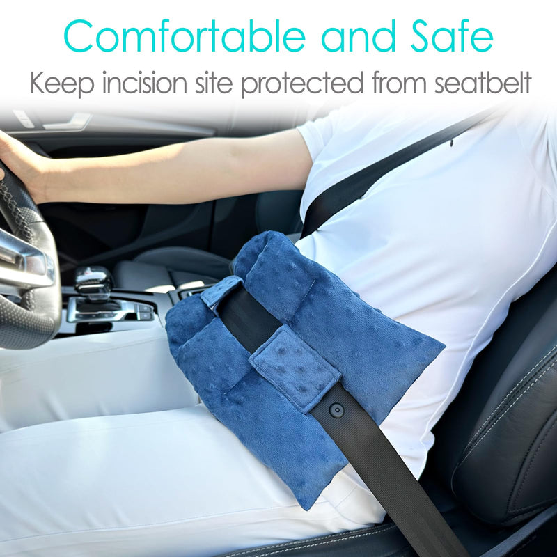 Ostomy Seat Belt Pillow Stoma Seatbelt Protector Ostomy Bag Cover Pillow for Driving Ileostomy Ostomy Support Pillow Urostomy Supplies Car Women Men Minky Dot Denim Blue