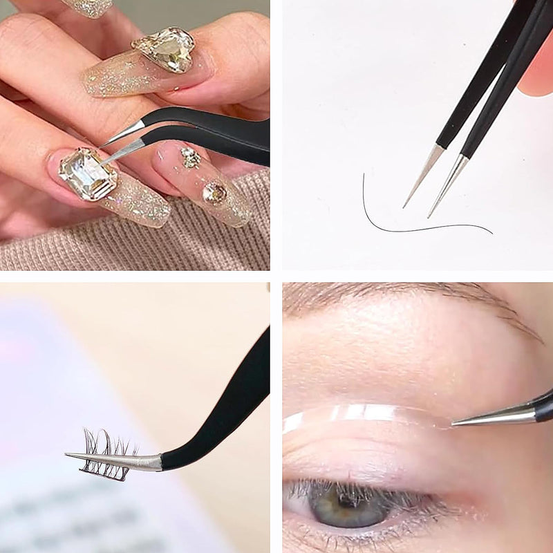 [Australia] - Tweezers set of 3 precision tweezers, anti-static ESD safety, stainless steel tweezers set, non-magnetic, for detailed work and repairs of computers, cell phones, watches 12.5 cm 