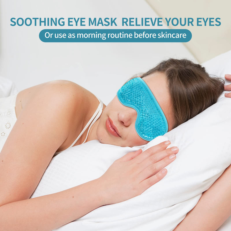 [Australia] - 2PCS Gel Eye Mask Reusable Hot Cold Therapy Gel Bead Eye Mask for Puffiness/Dark Circles/Eye Bags/Dry Eyes/Headaches/Migraines/Stress Relief, Cooling Eye Mask Hot/Cold Compress Eye Mask (Blue) Blue 