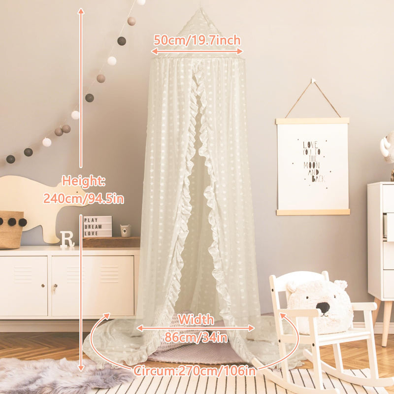 [Australia] - Princess Bed Canopy for Girls - Crib Canopy for Bed - Mosquito Net for Bed, Kids Bed Canopy with Princess Room Decor for Girls Bedroom,Children's Reading Room Decor (Beige) Beige 
