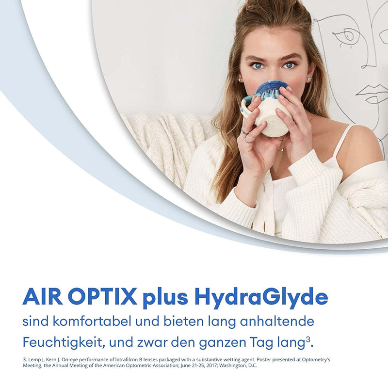 [Australia] - Air Optix plus HydraGlyde monthly lenses soft, 6 pieces, BC 8.6 mm, DIA 14.2 mm, -2.5 diopters 8.6 millimeters 14.2 millimeters 