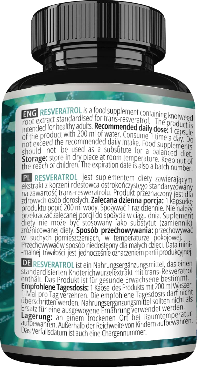 [Australia] - Resveratrol High Dose 400 mg - 60 vegan capsules - 2 month supply - 98% trans-resveratrol from Japanese knotweed extract - natural antioxidant - from Apollo's Hegemony Resveratrol 