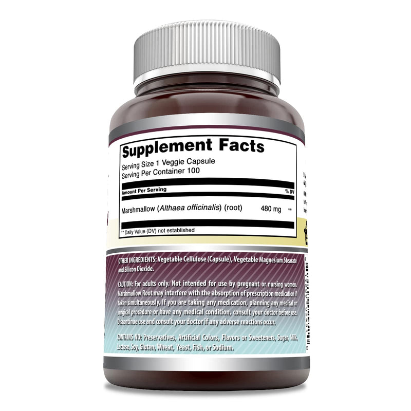 [Australia] - Amazing Formulas Marshmallow Root Supplement | 480 Mg Per Serving | 100 Veggie Capsules | Non-GMO | Gluten Free | Made in USA 