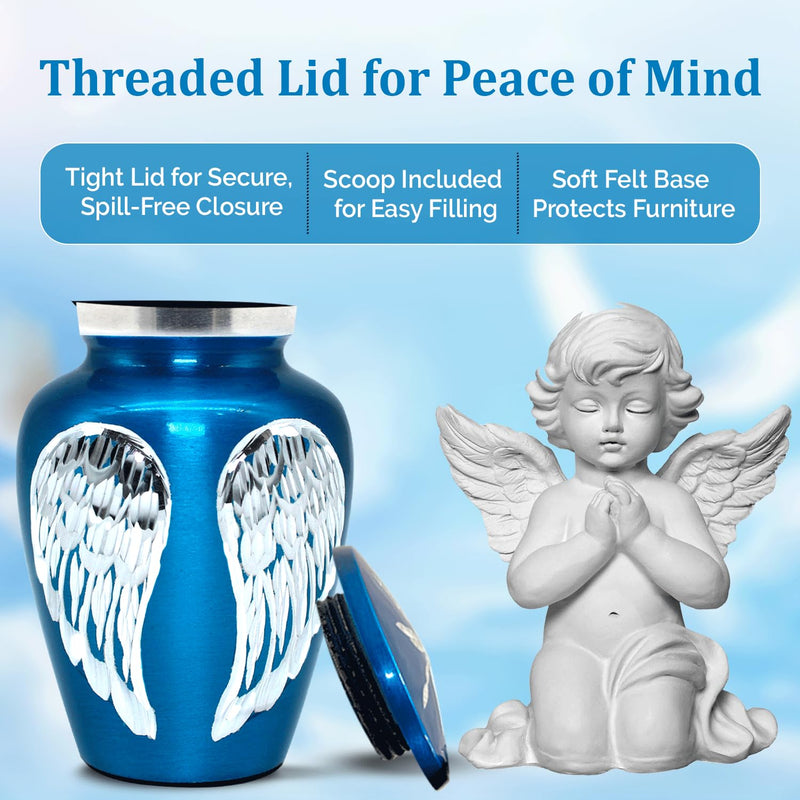 [Australia] - Small Urn for Human Ashes - Mini Keepsake Urn to Honor Loved Ones - Holds 3 Cubic Inches - Memorial Tribute for Mom, Dad, or Someone Special (Blue, Small) Blue 