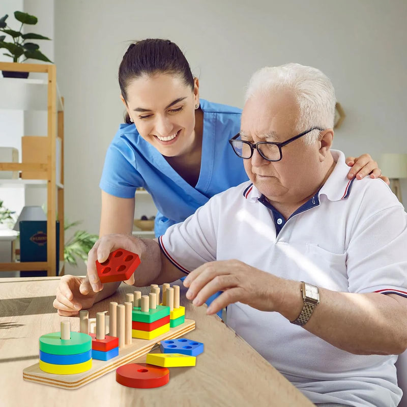 Dementia Activities for Adults, Dementia Aids Elderly Dementia Fidget Toys Sensory Toys for Autism Memory Activities Games Puzzle Geometry Wooden Puzzles for Alzheimers Elderly Memory Activities Games