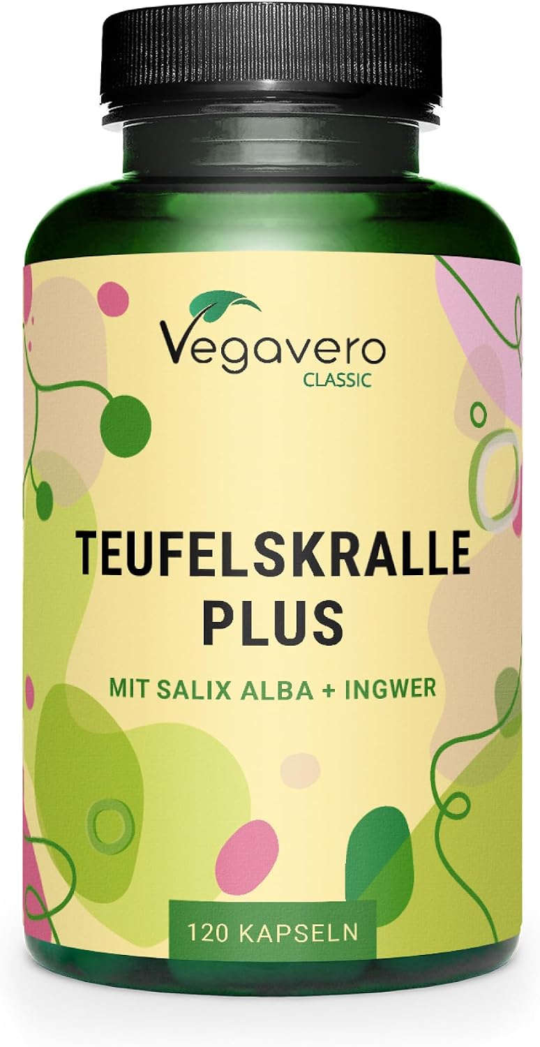Devil’s Claw Vegavero® | 4400mg (8:1) Extract | 120 Vegan Capsules | Natural Joint Support with White Willow Bark & Ginger | Harpagophytum with 2% Harpagoside | NO Additives