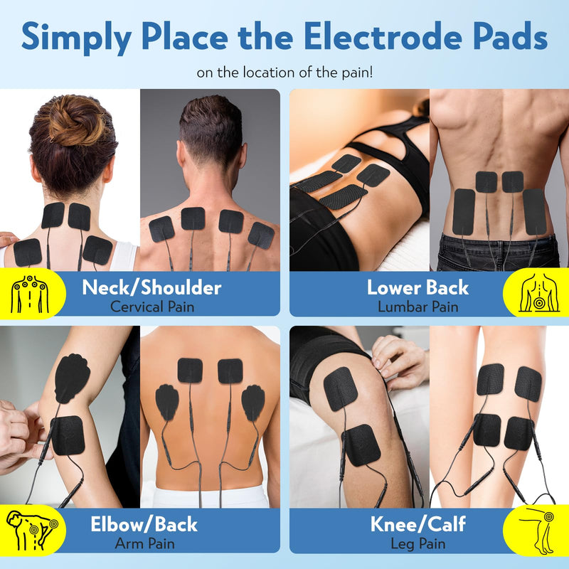 3-in-1 TENS Unit Muscle Stimulator with Color Display - Dual Channel EMS Machine, 28 Therapy Modes,40 Intensity Levels,8 Electrode Pads & EVA Case for Effective Pain Relief 8 Electrode Pads