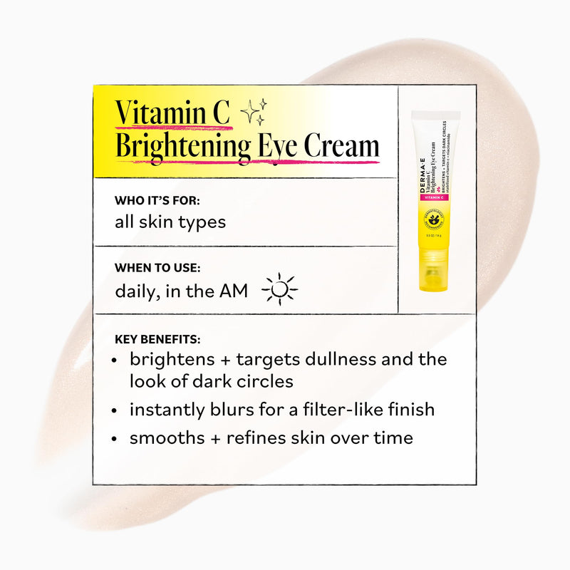 Derma E Vitamin C Brightening Eye Cream for Dark Circles, 0.5 Oz