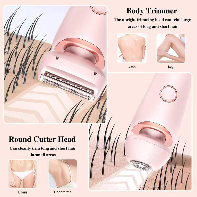 Livora Electric Shaver for Women | 2 in 1 Silk Glide Pro Razor | Wet & Dry Waterproof with Removable Head | Painless Hair Removal for Leg, Arm, Underarm & Bikini Area | (Pink) Pink