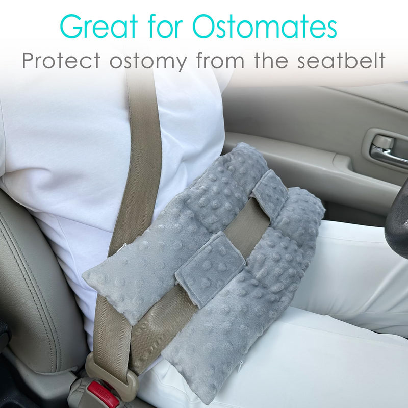 [Australia] - Ostomy Seat Belt Pillow Stoma Seatbelt Protector Ostomy Bag Cover Ileostomy Ostomy Supplies Urostomy Belt Pillow for Peritoneal Dialysis PD Catheter Women Men Minky Dot Gray 