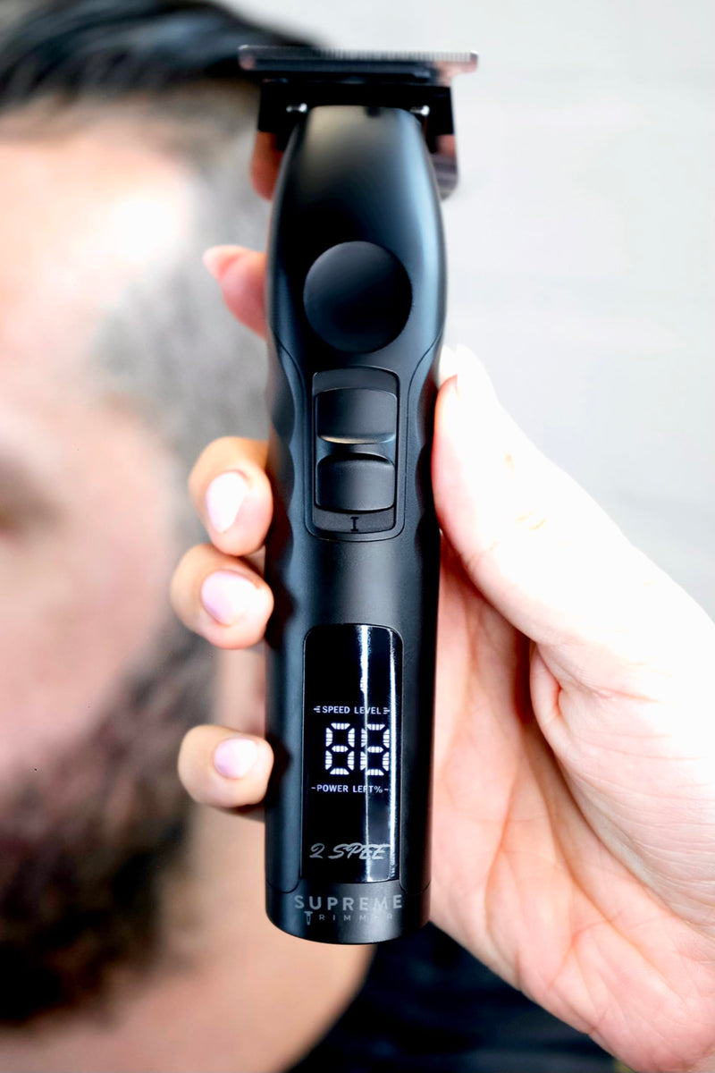 [Australia] - Supreme Trimmer 2Spee ST622 – Cordless Beard & Hair Trimmer for Men | 2-Speed Motor, 180 Min Runtime, Zero-Gap Adjustable Blade, Digital Display, Removable Blade Design Black 