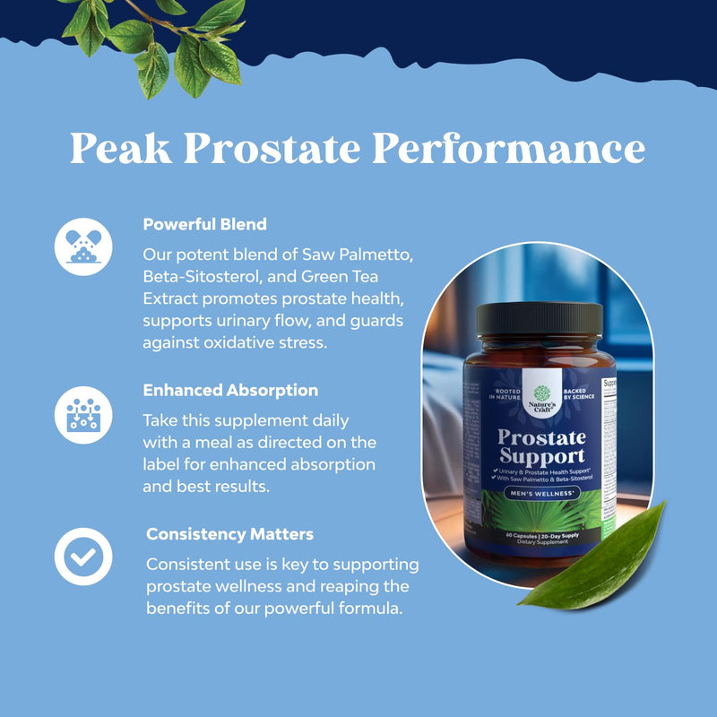 [Australia] - Herbal Prostate Supplement for Men - Potent Pygeum and Saw Palmetto Extract with Beta Sitosterol & Green Tea for Urinary Tract Support - Male Health Blend for Frequent Urination - 90 Capsules 90 Count (Pack of 1) 