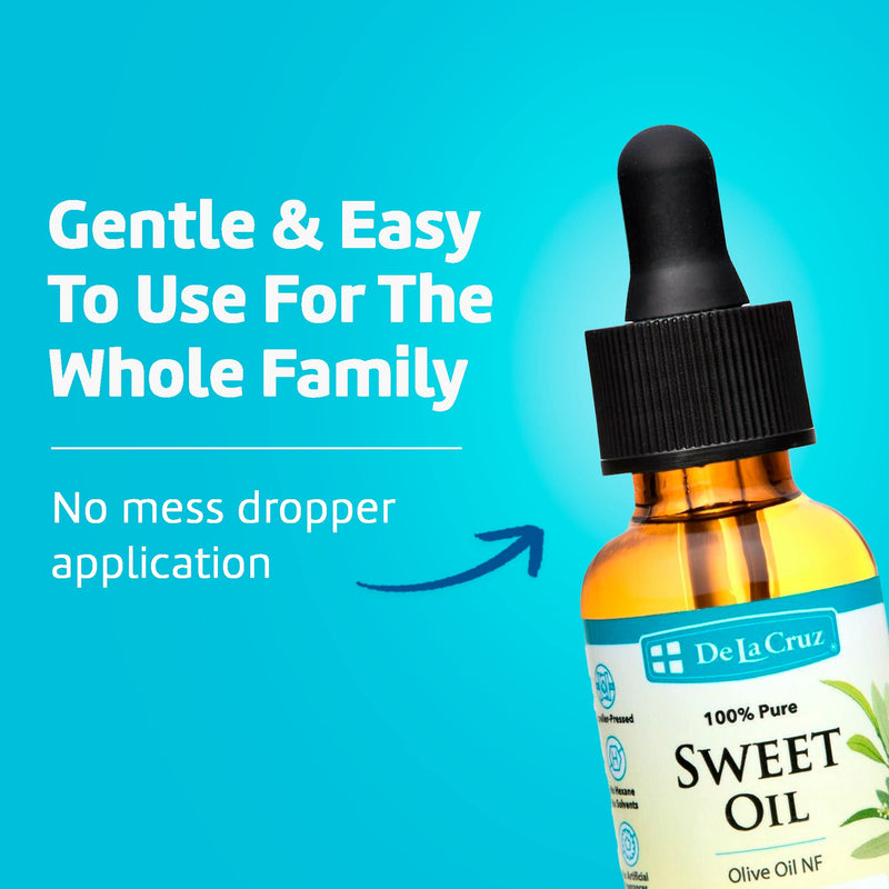 [Australia] - De La Cruz 100% Pure Sweet Oil for Ears with Glass Dropper - All Natural and Gentle Ear Wax Removal - 1 Fl OZ 1 Fl Oz (Pack of 1) 