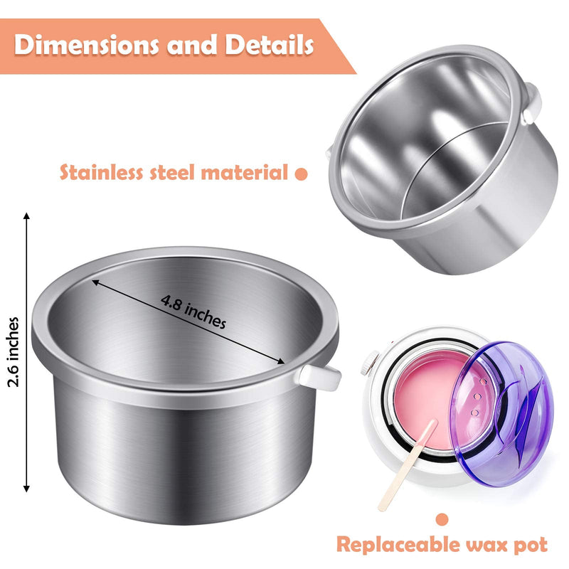 [Australia] - Wax Warmer Inner Pot for Hair Removal with 500 ml Capacity, 14 oz Hair Remover Machine, and 200 Wax Applicator Sticks 