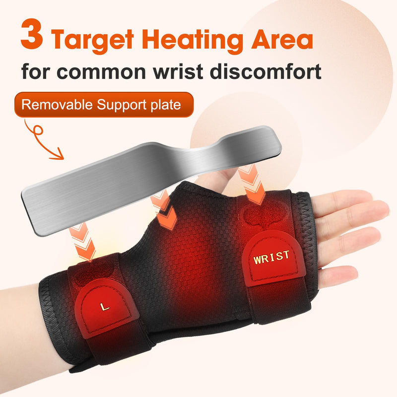 Wrist Heating Pad, Adjustable Wrist Support Brace with Heat for Men and Women, Heated Wrist Brace for Sport Sprain, Chore Fatigue, Sport Soreness Pain Relief- Left Hand