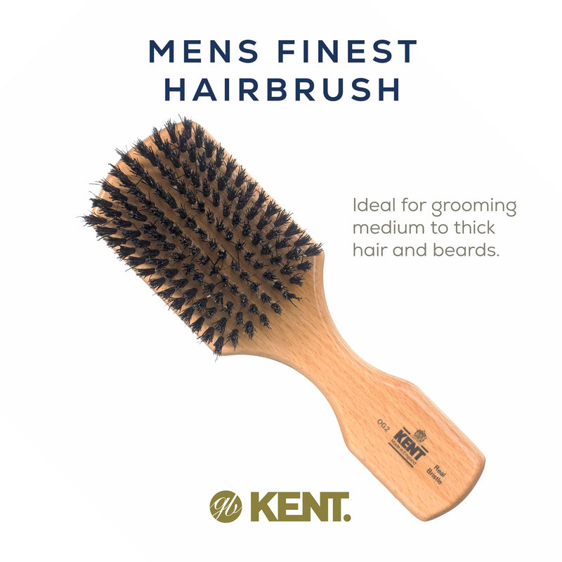 [Australia] - Kent OG2 Club Hair Brush, Small Boar Bristle Hair Brush for Men, Natural Boar Bristle Beard Brush for Men, Beechwood Kent Brush for Hair and Beards and Beard Straightener 
