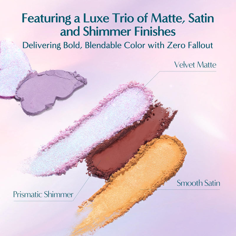 [Australia] - FLORASIS Butterfly Glitter Quad Eyeshadow Palette (02 Peach Haze, 1 Count) 02 Peach Haze 1 Count (Pack of 1) 