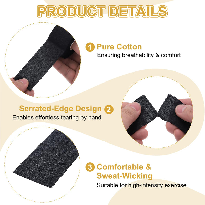 Athletic Sports Tape, Athletic Tape Strong Adhesive Easy Tear with Serrated Edges - Fitting for (Athletes/Sport Trainer/Gymnastics/Boxing) 9.1M x 2.5cm, 15 Rolls, Black 1 in x 30 Ft