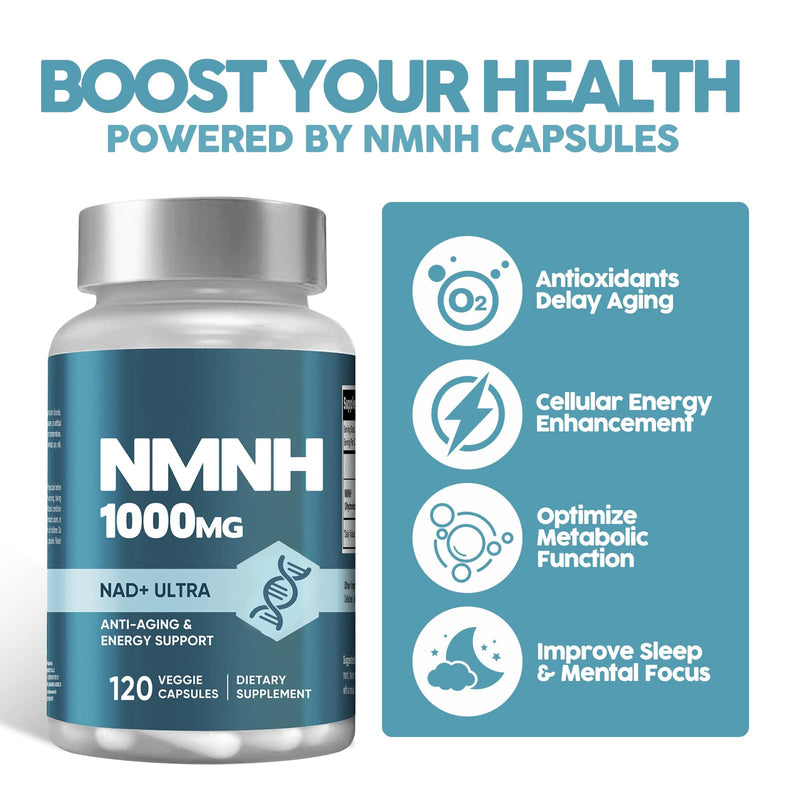 NMNH Capsules, Ultra Strength NMNH Supplement for Healthy Cellular, Aging, Energy & Healthy Aging, Non-GMO, Gluten-Free, 120 Count (Pack of 1) 120 count (Pack of 1)