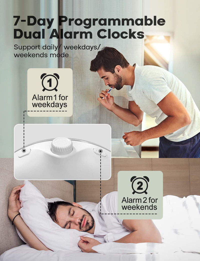 [Australia] - Dekala Light Alarm Clock, Radio Alarm Clock, Sunrise Sunset Simulation, Full Screen Digital Alarm Clock with Double Alarms, Rotation Button, Natural Sounds, FM Radio for Adults & Children Full Screen - Classic (No App Control) 