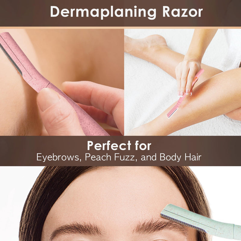 TADA Natural Beauty Biodegradable Dermaplaning Tool 12pk, Face Eyebrow Face Razors, Face Shaver & Exfoliating (Pink) Pink