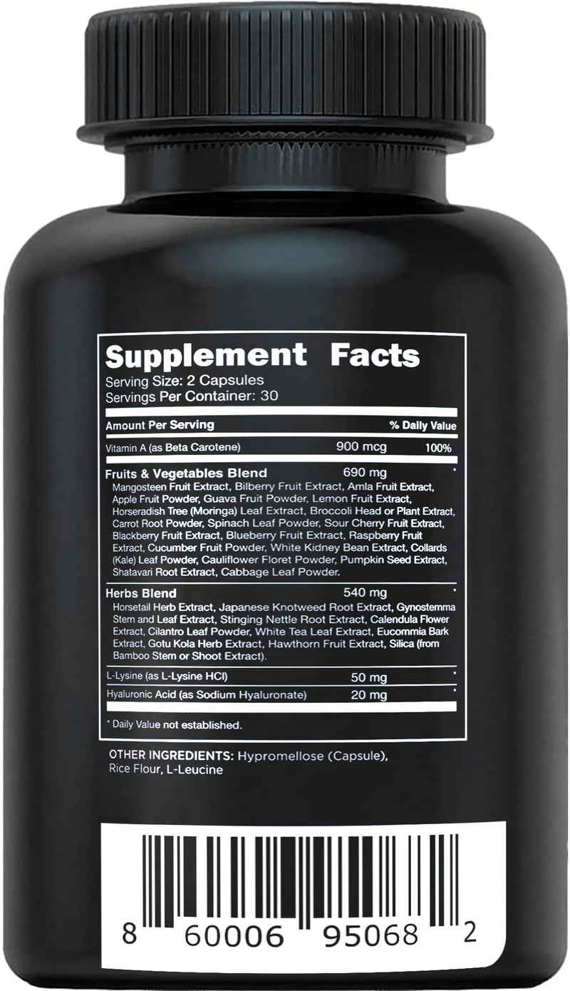 [Australia] - Vital Vitamins Vegan Collagen Booster - with Silica and Hyaluronic Acid - Plant-Based Collagen Supplements - Supports Hair, Skin, Nails & Joints - 60 Capsules 